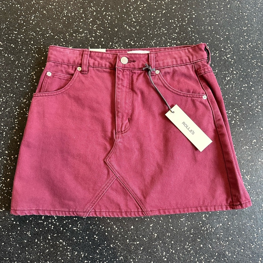 🆕 Rolla's Claudia Burgundy Denim Mini Skirt